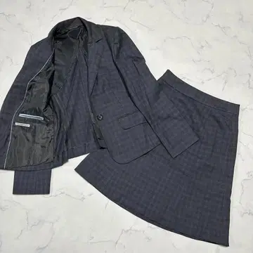 새상품급 n line 스커트 수트 그레이 체크 워셔블 스트레치