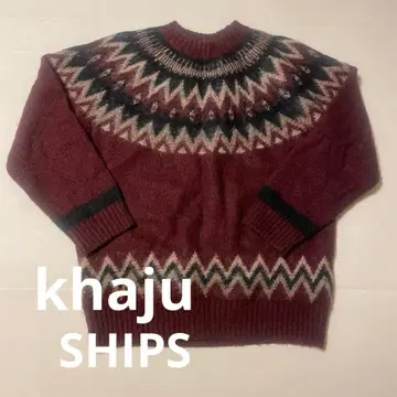 khaju SHIPS 버건디 니트 노르딕 무늬