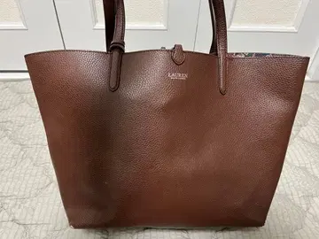 LAUREN 브라운 가죽 토트백