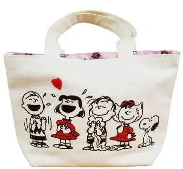 스누피 스마일 하트 토트백