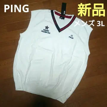 새상품 PING 핑 골프 V넥 베스트 화이트 3L