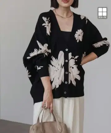 [ 새상품 ] 플라워 자카드 돌먼 니트 가디건