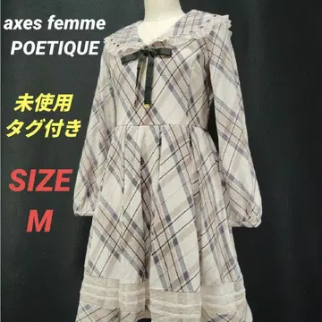 미사용 axes femme 세일러 체크 컷 원피스 아와 핑크