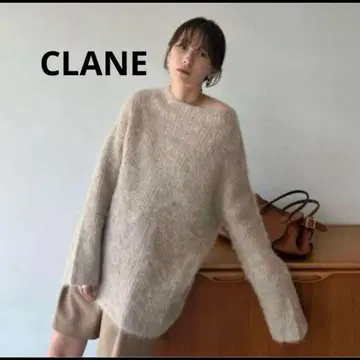 CLANE 보트넥 알파카 오버 니트탑