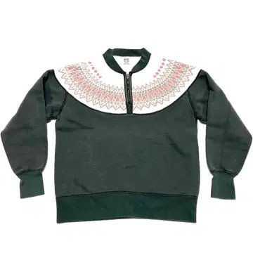 네이티브 무늬 하프 지퍼 맨투맨 BARNS - 블랙 M 사이즈