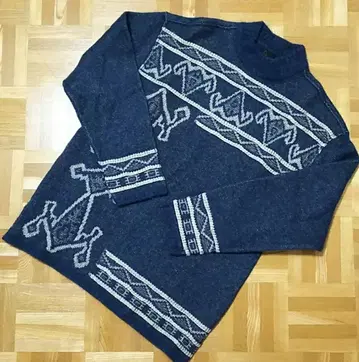 산타페 니트 울 스웨터 블루 면