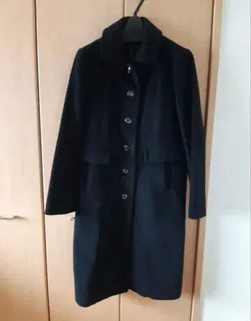 울 롱 코트 블랙