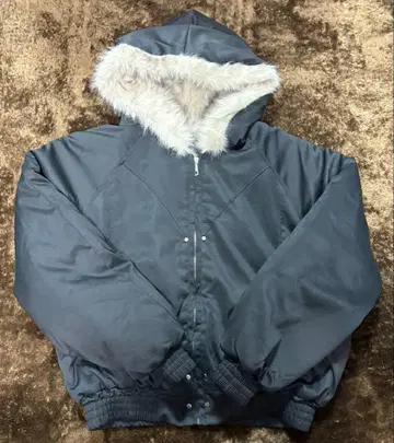 퍼 후드 블랙 쇼트 다운 자켓 y2k 그런지