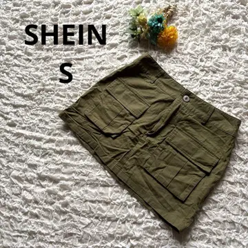 쉬인 미니 스커트 밀리터리 카고 스커트 타이트 카키 S