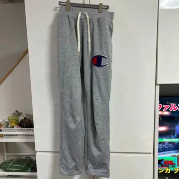 Champion 그레이 스웨트 팬츠 미국 국기 포켓