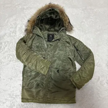 후드 부착 올리브 그린 밀리터리 자켓 M