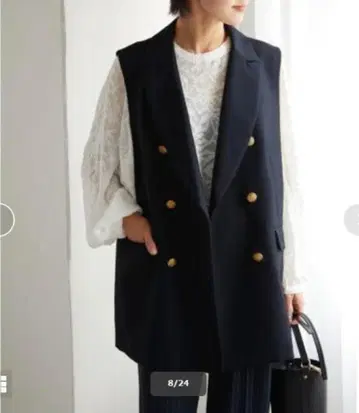 네이비 더블 브레스트 베스트