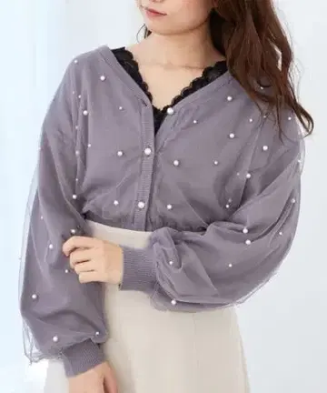 새상품 마제스틱 레곤 펄 튤 숏 니트 & 안나 에코백