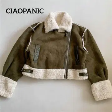 차오패닉 페이크 무스탕 자켓 보아 라이더스 카키 두꺼운 원단 F