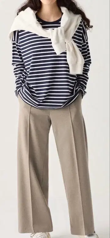 브러쉬드 저지 와이드 팬츠 베이지 XS