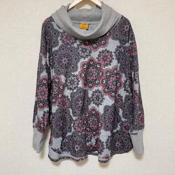 Ruby Rd. [ XL ] 꽃무늬 긴팔 상의 옷깃 디자인 플라워