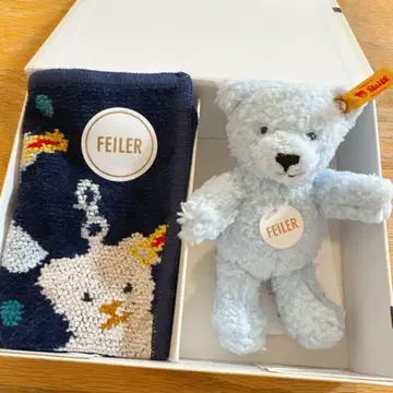FEILER 손수건 & Steiff 봉제 인형 세트