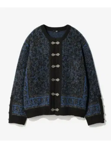 HARE 메탈 버튼 태피스트리 니트 가디건