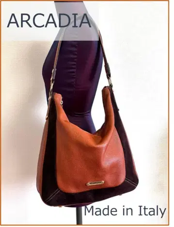 ARCADIA 가죽 숄더백 아르카디아 이탈리아제 카멜