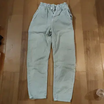 ZARA 하이웨스트 페이퍼백 데님 팬츠 라이트 그린 USA 0