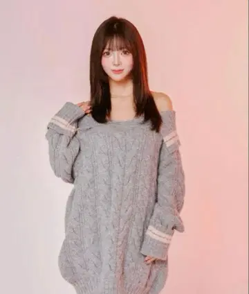 Darich 오프숄더 라인 니트 미니 원피스 그레이 FL