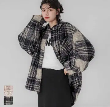 [ L사이즈 ] coca 체크 보아 자켓 미사용 새상품 택 포함