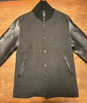 CABANE de ZUCCA 소매 가죽 기장 긴 바시티 자켓 카반드 주카