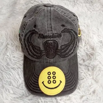 러셀노 골프 모자 캡 마스크맨 루차 데미지 가공 블랙 F