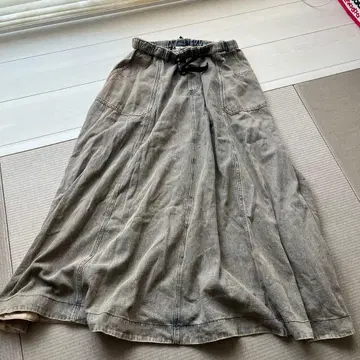 니코앤드 - 데님 롱 스커트 그레이 계열