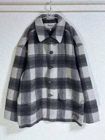 새상품급 reno 알파카 혼방 울 자켓 체크 아우터 M