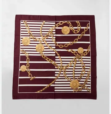 새상품급 BOSCH 체인 패턴 모듬 스카프 실크 100% 일본제 와인