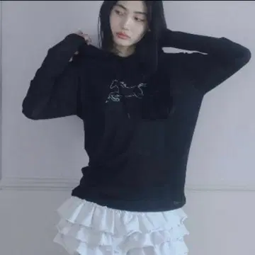 Smyeon Graphic sheer hoodie black 블랙