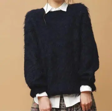 UNFILO 알파카 샤기 롱 니트 S 다크 네이비