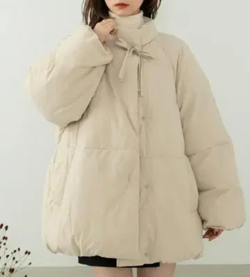 hinari 히나리 충전솜 리본 미들 코트 베이지 S 사이즈