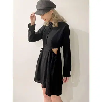 즉시 구매 OK 웨스트 사이드 오픈 셔츠 원피스/블랙/649
