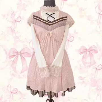 y2k axes femme 도트 원피스 퍼 위시코어