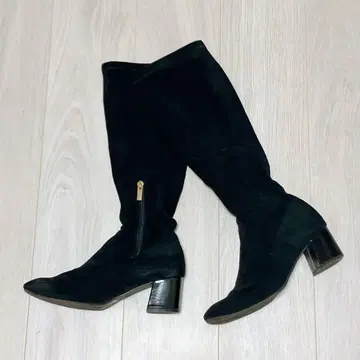 블랙 스웨이드 롱 부츠