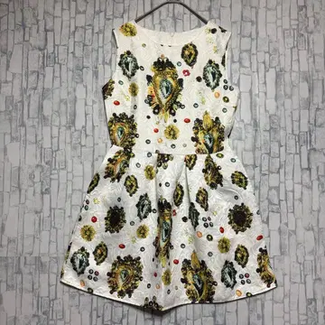 이치오쿠 ICHIOKU 사교댄스용 꽃무늬 슬리브리스 무릎 기장 원피스