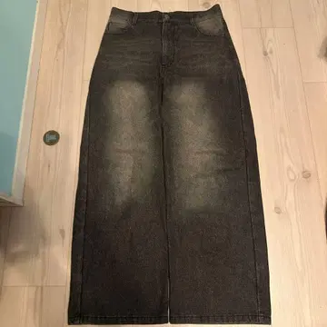 배기 데님 블랙