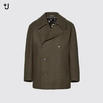 유니클로 +j 울 블렌드 오버 사이즈 피 코트 올리브 XS