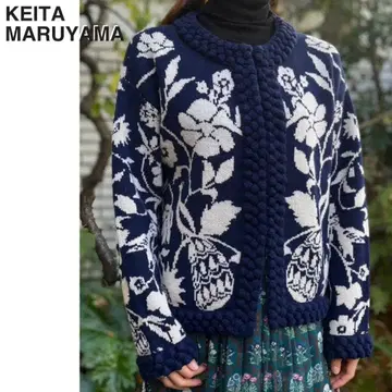 미사용 KEITA MARUYAMA 플라워 모티브 자카드 가디건