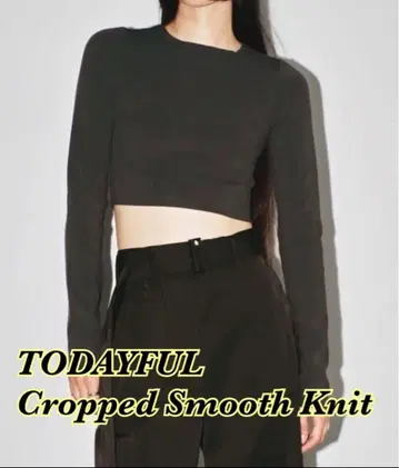 TODAYFUL 크롭 스무스 니트 다크 그레이