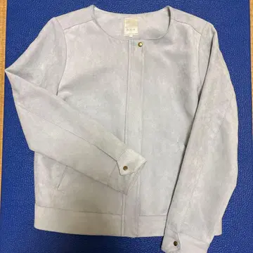 노카라 스웨이드풍 자켓 라이트 블루 그레이