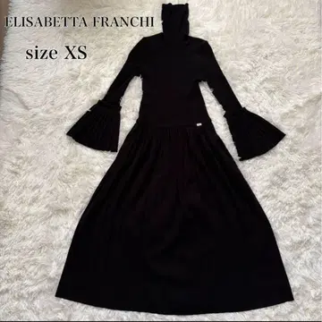 엘리자베타 프란키 무릎 기장 원피스 리브 터틀넥 플리츠 벨 슬리브