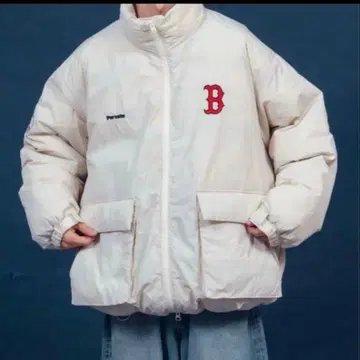 Perushu MLB 레드삭스 충전솜 스탠드넥 블루종 다운 M