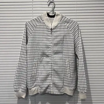 체크 무늬 래글런 슬리브 자켓 블루종 블루