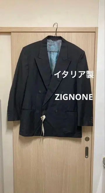 이탈리아제 ZIGNONE 더블 자켓 블랙