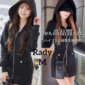 최저가 새상품급 Rady   집업 원피스 블랙 M 레이디