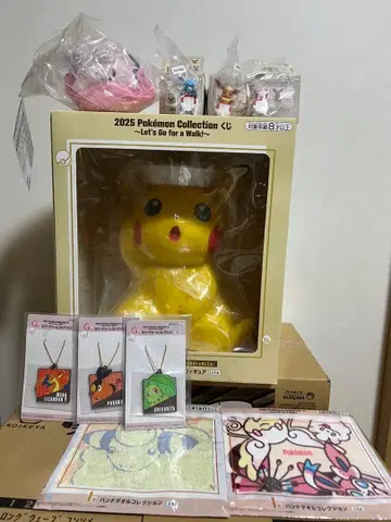 [ 미사용 새상품 ] 제일복권 포켓몬 피카츄 피규어 봉제 인형 세트