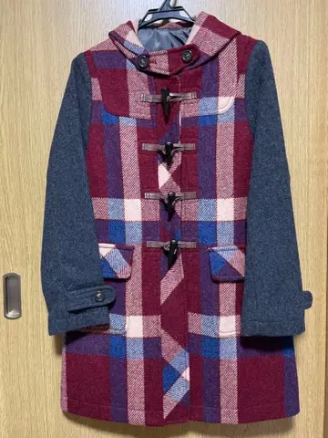 새상품급 CHILD WOMAN Harris Tweed 더플 코트 체크